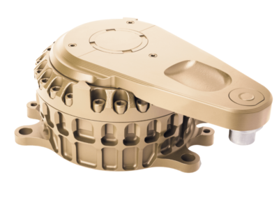 Close-up of a rotary damper ready to be installed on a heavy duty vehicle