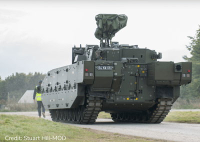 AJAX IFV equipped with rotary dampers is running in field; photo credit: Stuart-Hill-MOD