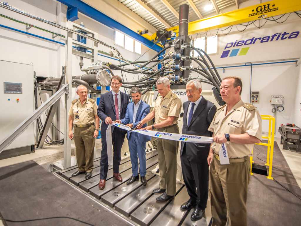 Defence industry partners of Piedrafita attend the inauguration of its test bench designed for suspension testing