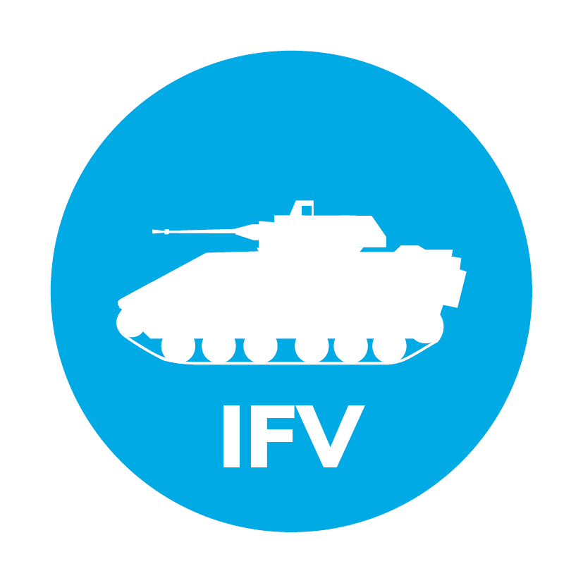 Icon of a IFV (Infantry Fighting Vehicle) equipped with hydropneumatic linear suspension